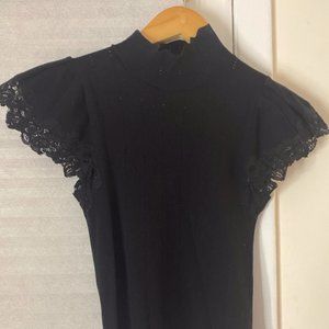 Rebecca Taylor Black Shortsleeved Turtleneck